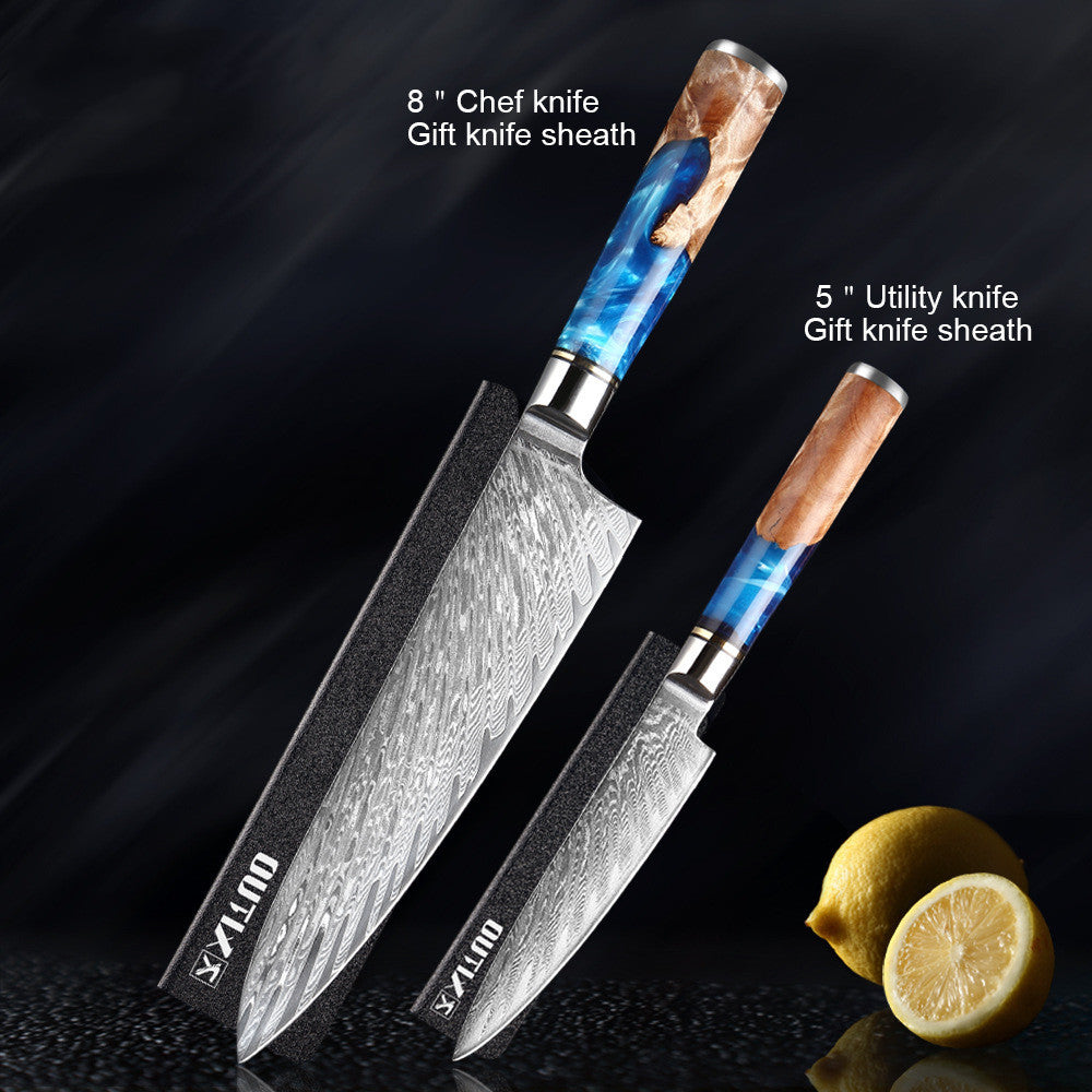 Damascus Kitchen Knife Set Chef's Knife Meat Chopping Knife