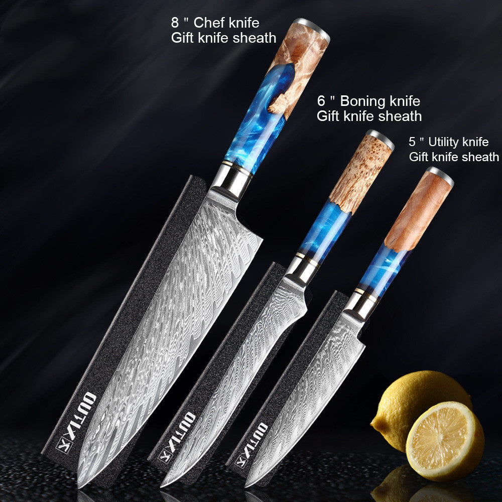 Damascus Kitchen Knife Set Chef's Knife Meat Chopping Knife