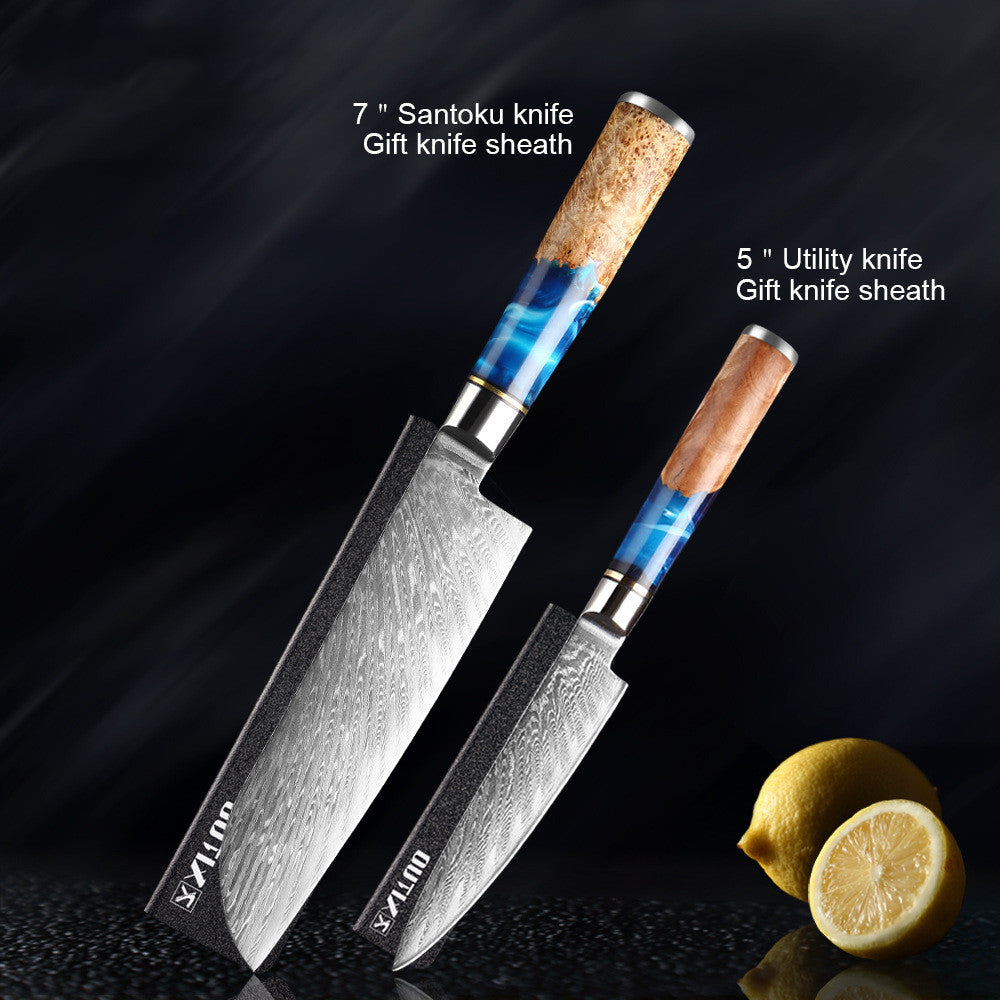 Damascus Kitchen Knife Set Chef's Knife Meat Chopping Knife