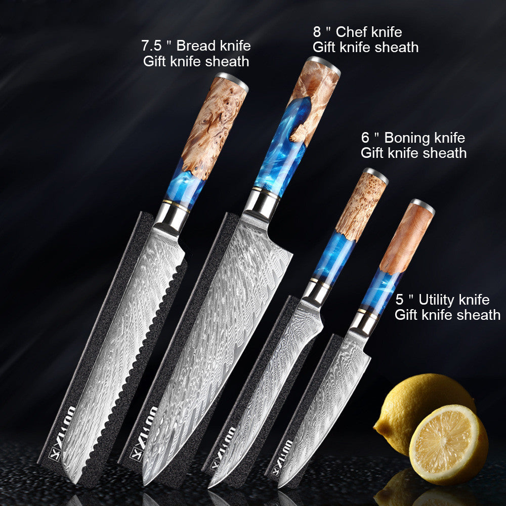 Damascus Kitchen Knife Set Chef's Knife Meat Chopping Knife